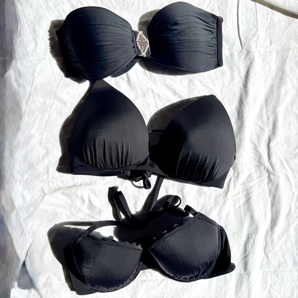 3 black Bikini top set